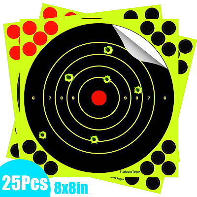 #ad 25Pcs 8quot; Shooting Target Self Adhesive Targets Splatter Paper Reactive Practice $9.98