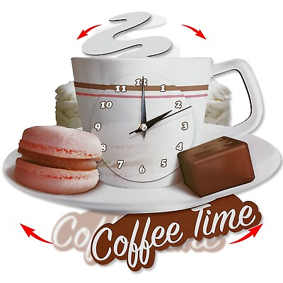 #ad Kitchen Wall Clock Cafe Kitchen Wall Decor Coffee Cup Swinging Wall Clock $48.99