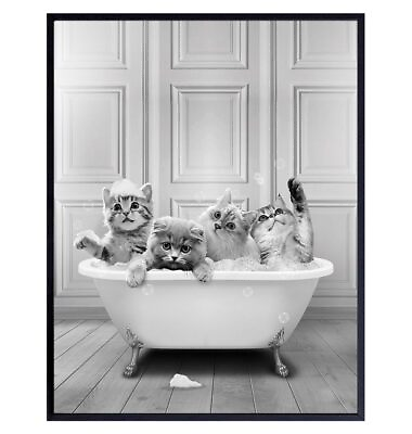 #ad Cat Bathroom Wall Art Decor 11x14 Cute Cat Wall Decor Cat Themed Gifts for Women $31.36