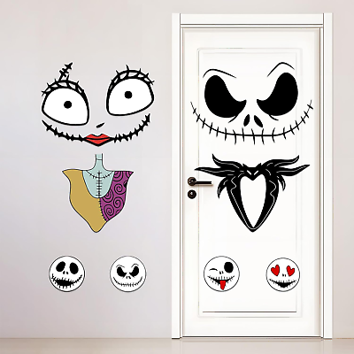 #ad #ad Spooky Jack and Sally Halloween Wall Stickers for Holiday Decor Nightmare Chri $16.65