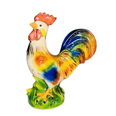 #ad Beautiful Ceramic Rooster Yard Garden Kitchen Multicolored Pre Owned $25.99