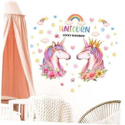 #ad Unicorn Wall Stickers Girls Pink Room Decor for Kids Baby Toddler Unicorn pink $11.28