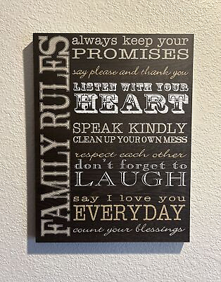 #ad Trendy Wall Art Kitchen Decor Wall Hanging Family Rules Plaque 20quot; x 15quot; $19.99