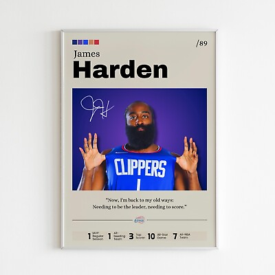 #ad James Harden poster Clippers wall art basketball print Harden print $49.41
