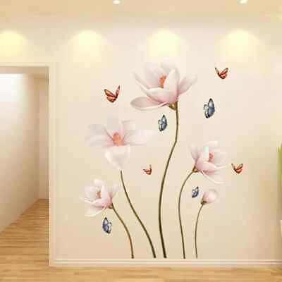 #ad Large Flowers amp; Butterflies Wall Stickers 3D Vinyl Art Decals Mural Home Decor $7.99