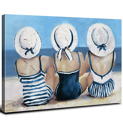 #ad Beach Girls Wall Art Navy Blue Coastal Wall Decor for Girls Bedroom Bathroom ... $100.78