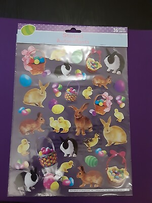 #ad Dollar Tree real photo cute Easter bunnies large sticker sheet package $3.00