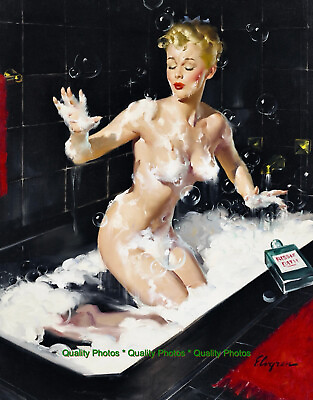 #ad Pretty Woman Rising from Bubble Bath 8.5x11quot; Photo Print Elvgren Pinup Fine Art $8.27