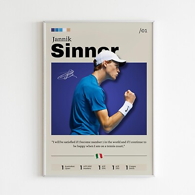 #ad Jannik Sinner poster Tennis star wall art Sinner print fan gift Home Decor $76.41