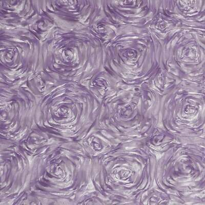 #ad LAVENDER Rosette Satin Fabric – Sold By The Yard Floral Flowers Satin Decor $16.99