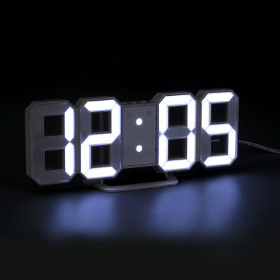 #ad US Digital Wall 3D Clock 9quot; Big Numbers LED Desk Clocks Snooze Auto Brightness $11.99