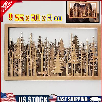 #ad Rustic Wall Decor Forest Wildlife Handcrafted Art 3D Animal Statues Nature Trees $39.99