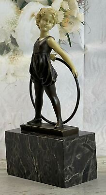 #ad Art Deco Nouveau Detailed Child Genuine Bronze Sculprure With Decor Figure $179.50