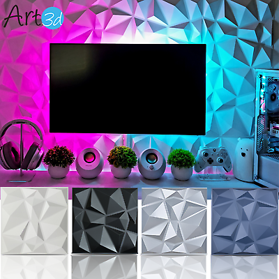 #ad Art3d 12 Pack 19.7quot;x19.7quot; PVC Decorative 3D Wall Panels 3D Diamond Textured $79.99