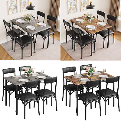 #ad 5 Piece Dining Room Kitchen Table amp; 4 Upholstered Chairs Furniture Set for Home $142.55