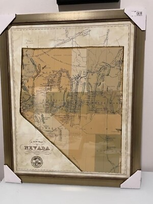 #ad 2 Piece NEVADA amp; ARIZONA Canvas wall Art Framed under glass 28in x 34in $268.00