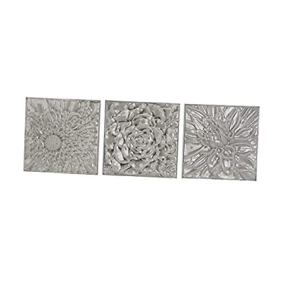 #ad Metal Floral Home Wall Decor Wall Sculpture with Embossed Designs Set of 3 $62.11