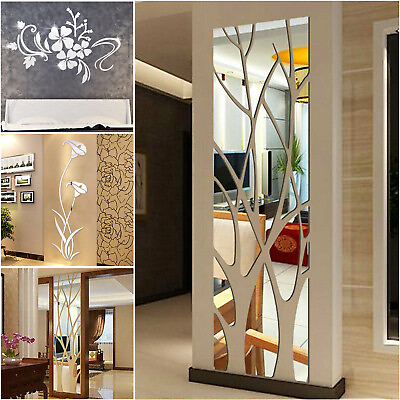 #ad 3D Mirror Tree Art Removable Wall Sticker Acrylic Mural Decal Home Room Decor US $13.48
