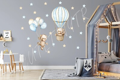 #ad #ad Teddy Bears and Balloons Baby Boy Room Wall Decals Nursery Wall Stickers $55.00