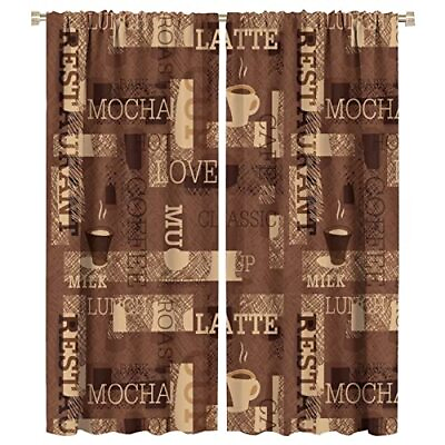 #ad #ad Coffee Kitchen Curtains Retro Cafeteria Coffee Bean Pattern Window Curtains ... $23.62