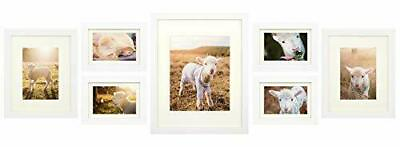#ad Set of 7 Picture Frames with Ivory Color Mat amp; Real Glass Gallery Wall Frames $39.99
