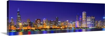 #ad Chicago skyline with Cubs World Series Canvas Wall Art Print Home Decor $74.99