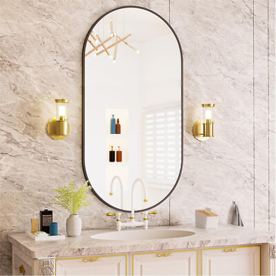 #ad 40 x 20#x27;#x27; Wall Decor Mirror for Bathroom Black Metal Frame Horizontal Vertical $69.90