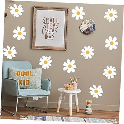 #ad 12 Sheets Giant Boho Daisy Wall Decals Large White Flowers Wall Stickers DIY A $24.25