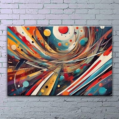 #ad Colourful Abstract Print Wall Art For Living Room Canvas or Poster GBP 7.95
