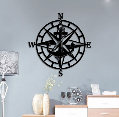#ad Nautical Compass Metal Wall Art Coordinates Sign Home Decor Compass $41.99