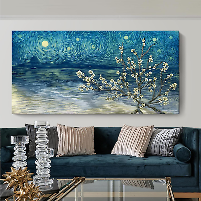 #ad Extra Large Wall Art for Living Room Modern Framed Floral Tree Picture Blue Teal $150.48
