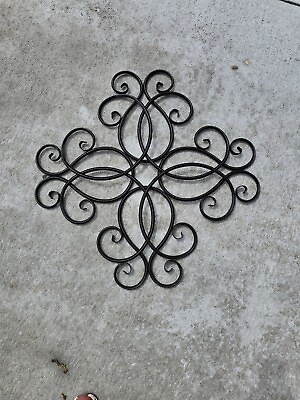 #ad Vtg Wrought Iron Metal Wall Art Hanging Accent Decor Ornament Large 31.5quot;x31.5quot; $75.00