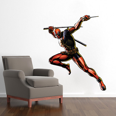 #ad Deadpool Wall Decals Superhero Wall Designs Cool Marvel Deadpool Wallpaper s12 $84.95