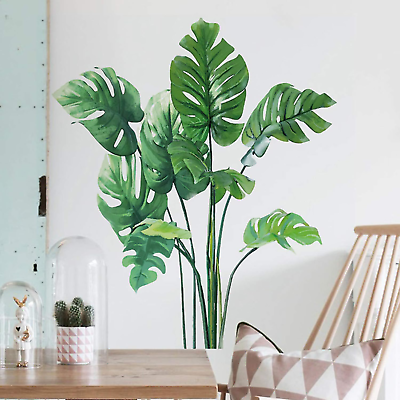#ad #ad Leaf Wall Decals Monstera Leaf Tropical Plants Wall Stickers for Living Room Pa $15.65
