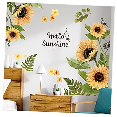 #ad Sunflower Wall Stickers 3D Flower Wall Decals Easy Peel and Stick Yellow $19.45
