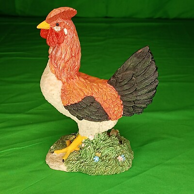 #ad #ad Farmhouse Country Decor Hand Painted Detailed Resin Rooster Tall 9quot; x 6.5quot; Barn $14.99