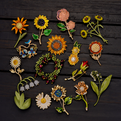 #ad Women Vintage Flower Leave Enamel Brooch Pin Plant Badges Accessories Corsage $5.59