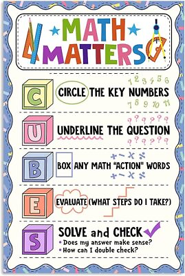 #ad Math Matters Poster Math Cubes Art Picture Print Classroom Wall Decorations $28.95