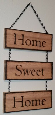 Rustic #x27;Home Sweet Home#x27; Wood Hanging Sign $14.99