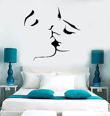 Vinyl Wall Decal Kissing Couple Love Romantic Bedroom Stickers ig3715 $28.99