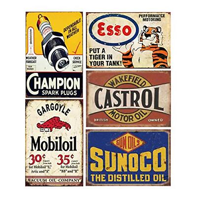 #ad #ad Tin Signs 5 Pieces Reproduction Vintage Gas Oil Metal Signs Home Kitchen Man Cav $35.02
