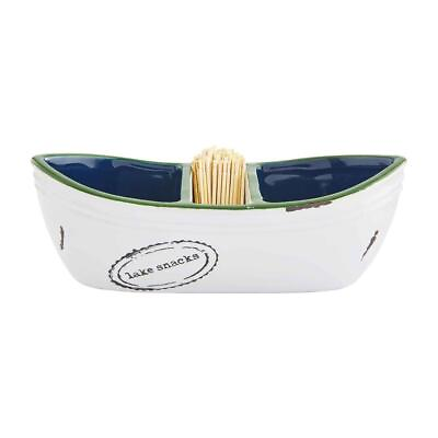 #ad Mud Pie Home Lake Collection Canoe Shape Appetizer Toothpick Serving Bowl Set $29.99