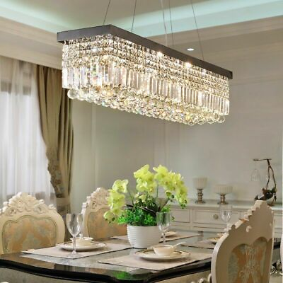 #ad 80cm Rectangle K9 Crystal Chandelier Modern Home Bar Pendant Lamp Ceiling Lights $161.49
