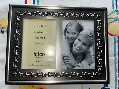 #ad NEW Fetco Pewter Tone ARBOR VINE Photo Frame Holds Two 3.5” x 5” Photos $22.00
