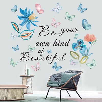 #ad Inspirational Quotes Wall Decals Flower Wall Stickers Positive Saying Wall Decor $21.42