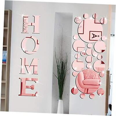 #ad 30 Pcs Living Room Wall Decor Home Mirror Wall Stickers Letter Signs Rose Gold $20.65