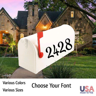 #ad SET OF 3 Custom Mailbox Numbers Vinyl Decals Stickers Choose Size amp; Color $2.67