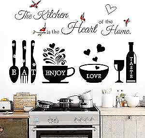 #ad Kitchen Quote Wall Stickers Kitchen Dining Room Wall Decals Wall Art Kitchen $18.21