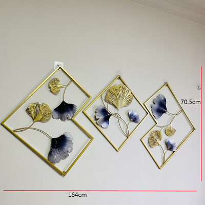 #ad #ad 3Pcs Metal GoldBlue Wall Art Hanging Sculpture Home Art Decor 3D 164 x 70.5cm $48.88