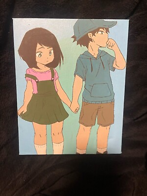 #ad Couple Japanese Anime Hand Painted Acrylic Canvas Wall Art Poster Decor $29.99